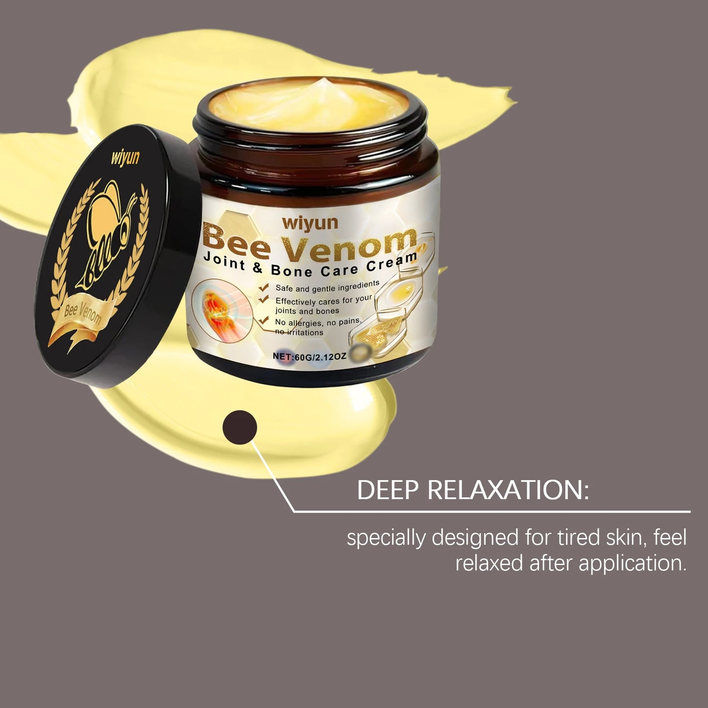 Bee Venom Cream for Joint and Muscles Soothing Leg Skin Reduce Itchiness Strengthen Barrier Moisturizing Knee Body Massage Cream