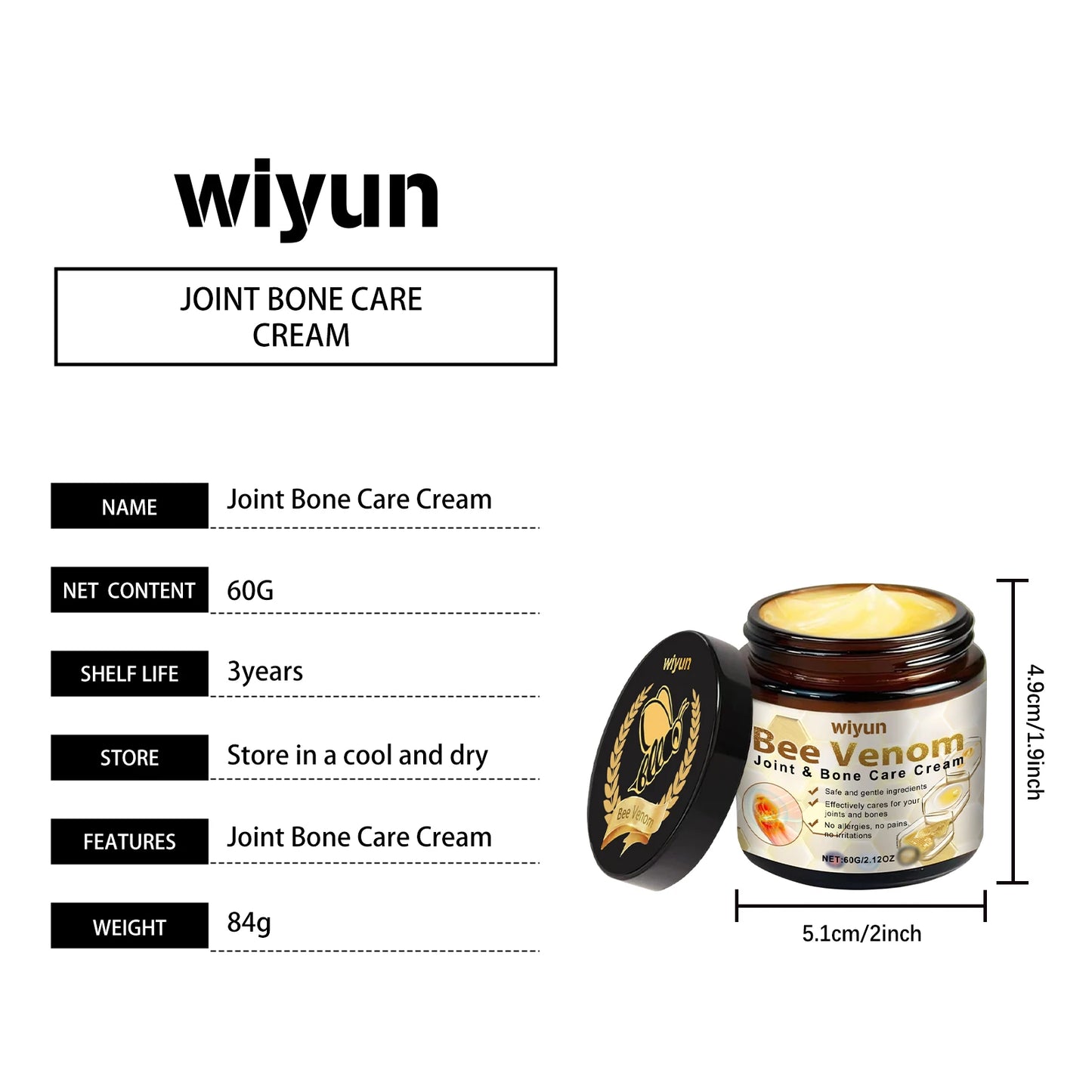 Bee Venom Cream for Joint and Muscles Soothing Leg Skin Reduce Itchiness Strengthen Barrier Moisturizing Knee Body Massage Cream